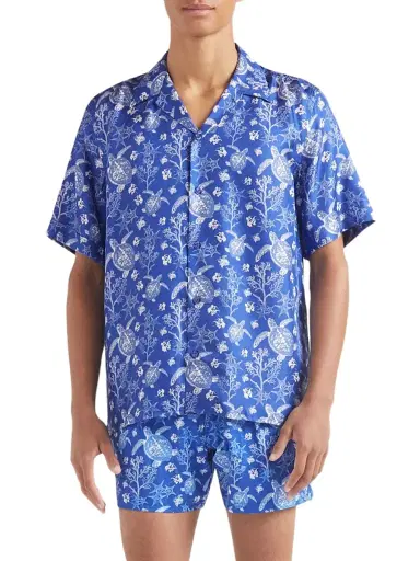 Vilebrequin Men's X-Ray Turtles Silk Camp Shirt | Thumbnail 4 Vilebrequin Men's X-Ray Turtles Silk Camp Shirt | Thumbnail 4