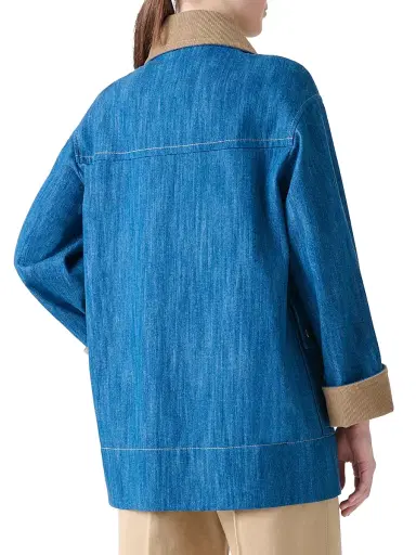 Akris punto Women's Corduroy-Trimmed Denim Jacket - Medium Blue Denim - Size 2 | Thumbnail 5 Akris punto Women's Corduroy-Trimmed Denim Jacket - Medium Blue Denim - Size 2 | Thumbnail 5