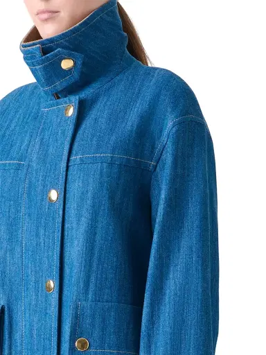 Akris punto Women's Corduroy-Trimmed Denim Jacket - Medium Blue Denim - Size 2 | Thumbnail 7 Akris punto Women's Corduroy-Trimmed Denim Jacket - Medium Blue Denim - Size 2 | Thumbnail 7