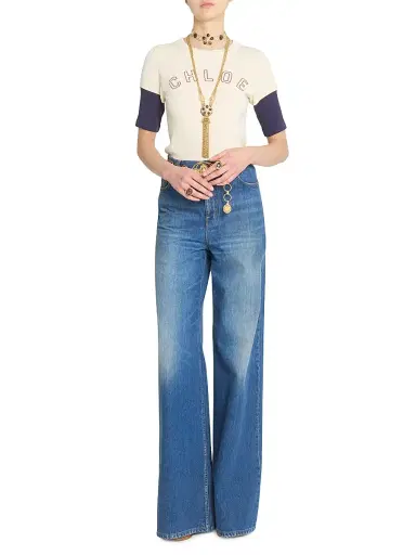 Chloé Women's Colorblocked Logo T-Shirt - Iconic Milk | Thumbnail 2 Chloé Women's Colorblocked Logo T-Shirt - Iconic Milk | Thumbnail 2