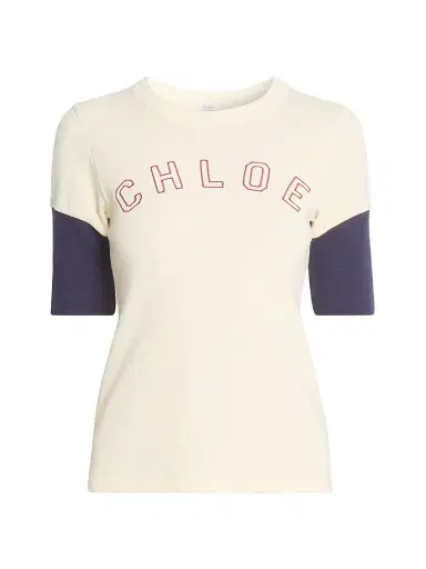 Chloé Women's Colorblocked Logo T-Shirt - Iconic Milk | Thumbnail 1 Chloé Women's Colorblocked Logo T-Shirt - Iconic Milk | Thumbnail 1