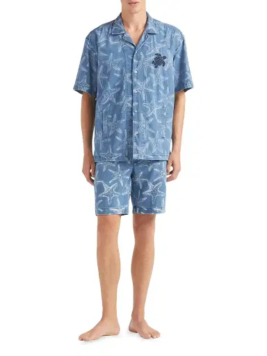 Vilebrequin Men's Starfish-Printed Denim Shirt | Thumbnail 2 Vilebrequin Men's Starfish-Printed Denim Shirt | Thumbnail 2