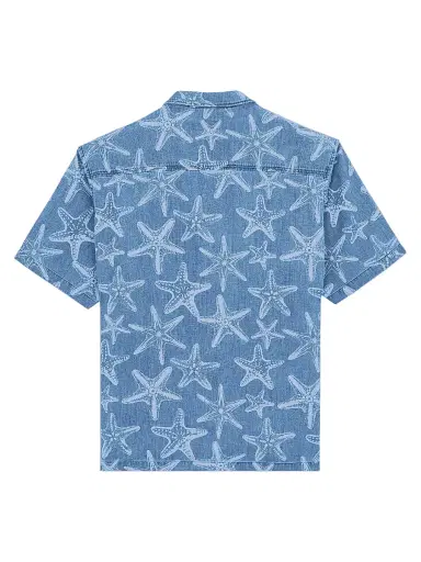 Vilebrequin Men's Starfish-Printed Denim Shirt | Thumbnail 3 Vilebrequin Men's Starfish-Printed Denim Shirt | Thumbnail 3