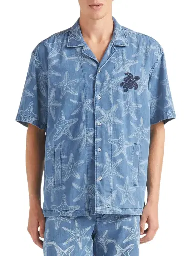 Vilebrequin Men's Starfish-Printed Denim Shirt | Thumbnail 4 Vilebrequin Men's Starfish-Printed Denim Shirt | Thumbnail 4