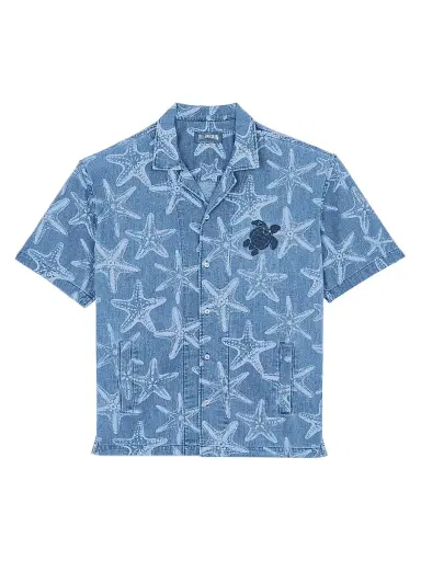 Vilebrequin Men's Starfish-Printed Denim Shirt | Thumbnail 1 Vilebrequin Men's Starfish-Printed Denim Shirt | Thumbnail 1