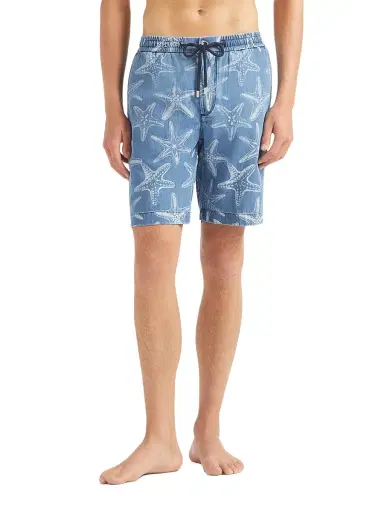 Vilebrequin Men's Starfish-Printed Denim Shorts - Fadedwasheddenim - Size 40 | Thumbnail 3 Vilebrequin Men's Starfish-Printed Denim Shorts - Fadedwasheddenim - Size 40 | Thumbnail 3