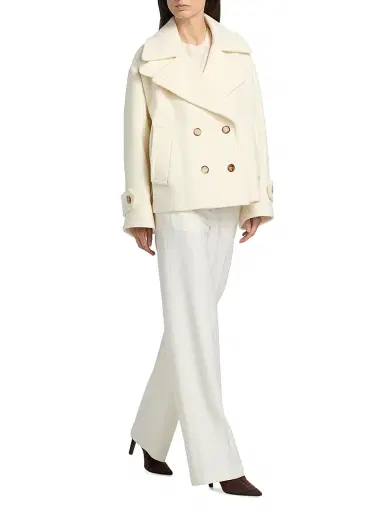 Chloé Women's Wool Double-Breasted Coat - Eden White | Thumbnail 2 Chloé Women's Wool Double-Breasted Coat - Eden White | Thumbnail 2
