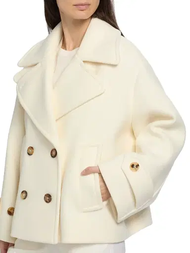 Chloé Women's Wool Double-Breasted Coat - Eden White | Thumbnail 6 Chloé Women's Wool Double-Breasted Coat - Eden White | Thumbnail 6