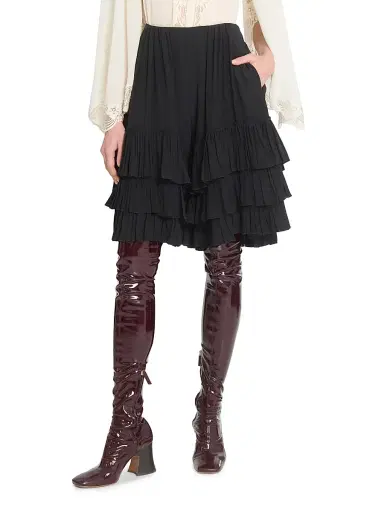 Chloé Women's Ruffled Silk Shorts - Black | Thumbnail 3 Chloé Women's Ruffled Silk Shorts - Black | Thumbnail 3