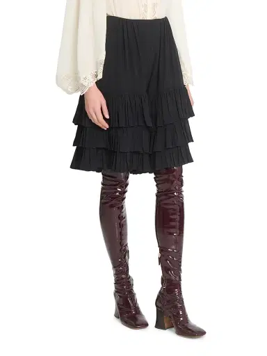 Chloé Women's Ruffled Silk Shorts - Black | Thumbnail 4 Chloé Women's Ruffled Silk Shorts - Black | Thumbnail 4