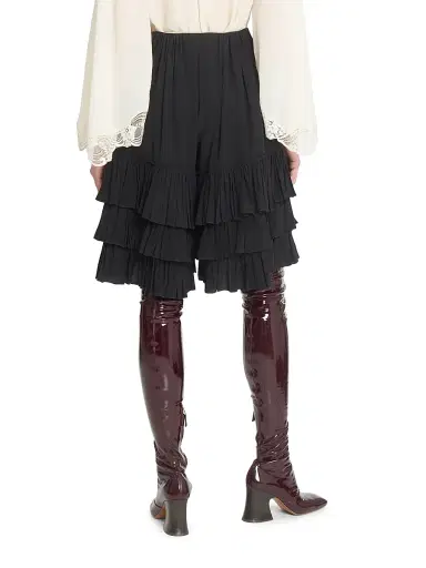 Chloé Women's Ruffled Silk Shorts - Black | Thumbnail 5 Chloé Women's Ruffled Silk Shorts - Black | Thumbnail 5
