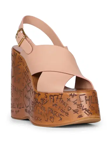 Chloé Women's Maxime Leather Wedge Sandals - Blush Pink | Thumbnail 2 Chloé Women's Maxime Leather Wedge Sandals - Blush Pink | Thumbnail 2