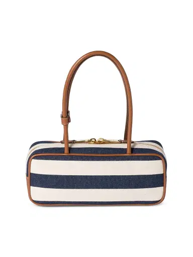 Miu Miu Women's Beau Canvas and Leather Top Handle Bag - Blue White | Thumbnail 4 Miu Miu Women's Beau Canvas and Leather Top Handle Bag - Blue White | Thumbnail 4