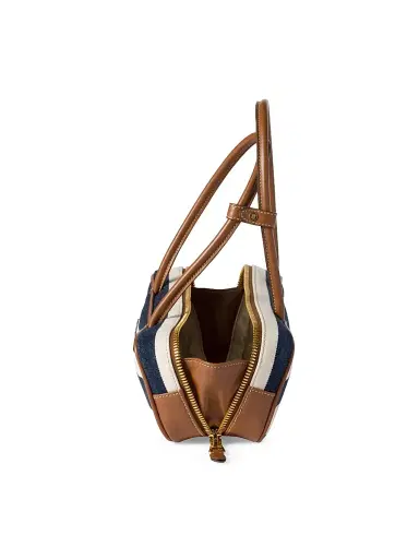 Miu Miu Women's Beau Canvas and Leather Top Handle Bag - Blue White | Thumbnail 5 Miu Miu Women's Beau Canvas and Leather Top Handle Bag - Blue White | Thumbnail 5