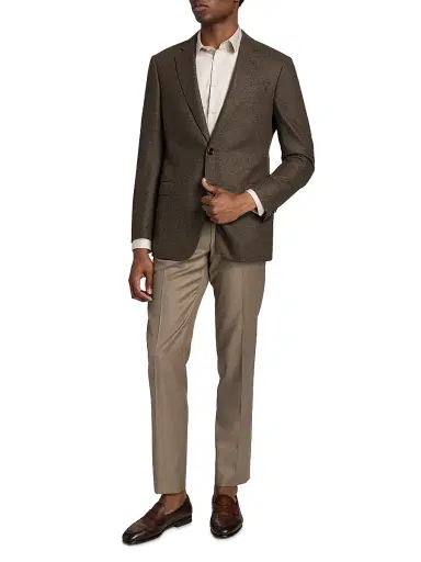 Giorgio Armani Men's Textured Wool-Cashmere Sportcoat - Brown | Thumbnail 2 Giorgio Armani Men's Textured Wool-Cashmere Sportcoat - Brown | Thumbnail 2