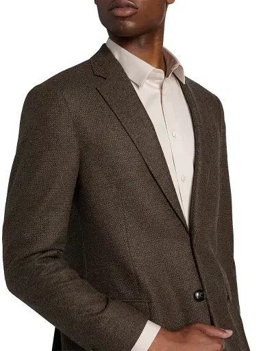 Giorgio Armani Men's Textured Wool-Cashmere Sportcoat - Brown | Thumbnail 6 Giorgio Armani Men's Textured Wool-Cashmere Sportcoat - Brown | Thumbnail 6