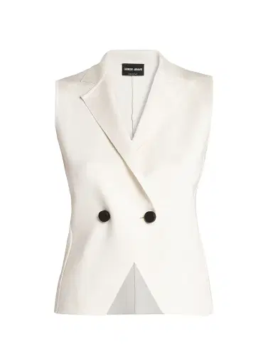Giorgio Armani Women's Silk Two-Button Vest - Solid White | Thumbnail 1 Giorgio Armani Women's Silk Two-Button Vest - Solid White | Thumbnail 1
