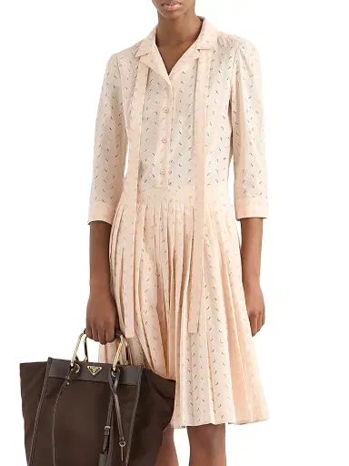 Prada Women's Eyelet Lace Shirt Dress - Pink | Thumbnail 2 Prada Women's Eyelet Lace Shirt Dress - Pink | Thumbnail 2