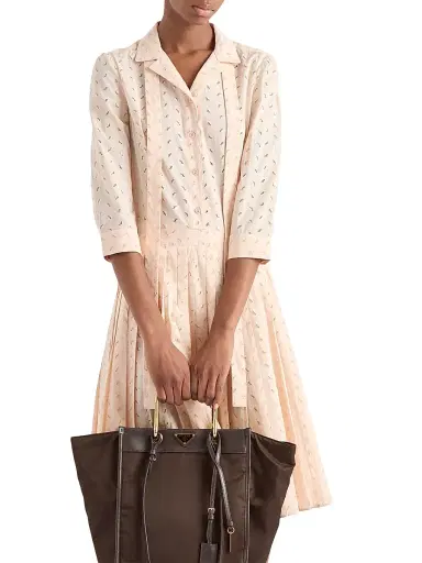 Prada Women's Eyelet Lace Shirt Dress - Pink | Thumbnail 4 Prada Women's Eyelet Lace Shirt Dress - Pink | Thumbnail 4