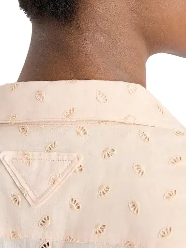 Prada Women's Eyelet Lace Shirt Dress - Pink | Thumbnail 6 Prada Women's Eyelet Lace Shirt Dress - Pink | Thumbnail 6