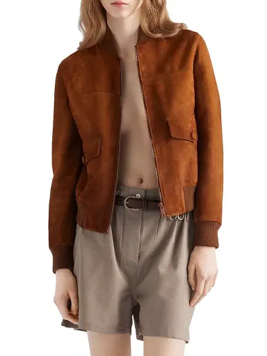 Prada Women's Suede Blouson Jacket - Brown | Thumbnail 2 Prada Women's Suede Blouson Jacket - Brown | Thumbnail 2