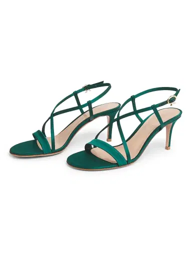 Gianvito Rossi Women's 70MM Crepe Satin Sandals - Hunter | Thumbnail 2 Gianvito Rossi Women's 70MM Crepe Satin Sandals - Hunter | Thumbnail 2