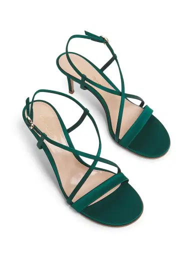 Gianvito Rossi Women's 70MM Crepe Satin Sandals - Hunter | Thumbnail 4 Gianvito Rossi Women's 70MM Crepe Satin Sandals - Hunter | Thumbnail 4