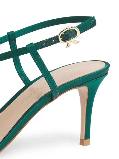 Gianvito Rossi Women's 70MM Crepe Satin Sandals - Hunter | Thumbnail 5 Gianvito Rossi Women's 70MM Crepe Satin Sandals - Hunter | Thumbnail 5