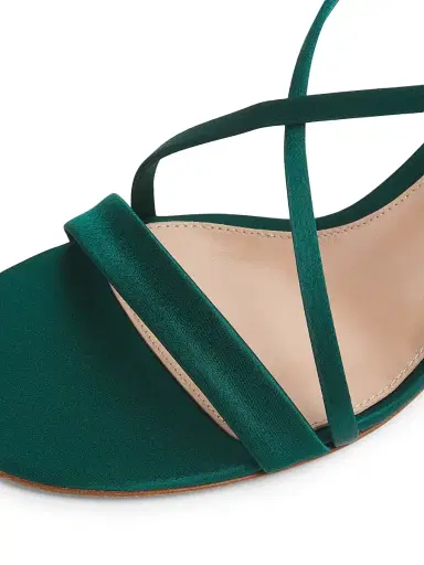 Gianvito Rossi Women's 70MM Crepe Satin Sandals - Hunter | Thumbnail 6 Gianvito Rossi Women's 70MM Crepe Satin Sandals - Hunter | Thumbnail 6