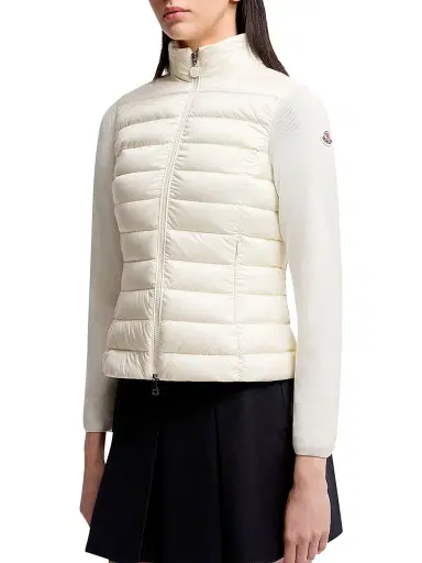 Moncler Women's Down-Filled Cardigan in Wool - White - Size XL | Thumbnail 2 Moncler Women's Down-Filled Cardigan in Wool - White - Size XL | Thumbnail 2