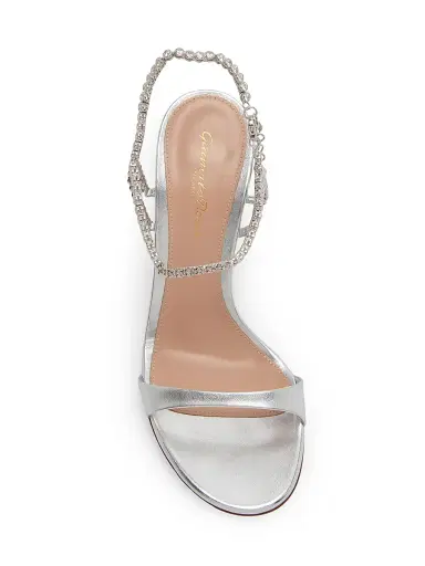 Gianvito Rossi Women's 105MM Embellished Metallic Leather Sandals - Silver | Thumbnail 4 Gianvito Rossi Women's 105MM Embellished Metallic Leather Sandals - Silver | Thumbnail 4