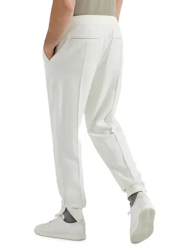 Brunello Cucinelli Men's Cashmere and Cotton French Terry Double Cloth Trousers - Off White | Thumbnail 3 Brunello Cucinelli Men's Cashmere and Cotton French Terry Double Cloth Trousers - Off White | Thumbnail 3