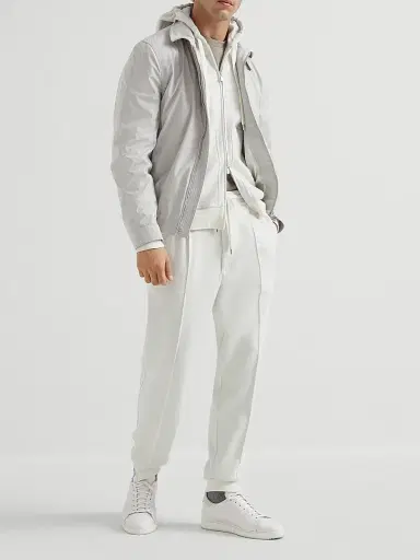 Brunello Cucinelli Men's Cashmere and Cotton French Terry Double Cloth Trousers - Off White | Thumbnail 5 Brunello Cucinelli Men's Cashmere and Cotton French Terry Double Cloth Trousers - Off White | Thumbnail 5