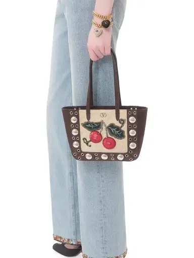Valentino Women's Nellcote Mini Embroidered Tote Shopping Bag | Thumbnail 8 Valentino Women's Nellcote Mini Embroidered Tote Shopping Bag | Thumbnail 8