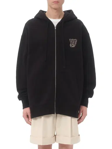 Valentino Garavani Men's Cotton Hooded Sweatshirt with VG Patch - Black | Thumbnail 2 Valentino Garavani Men's Cotton Hooded Sweatshirt with VG Patch - Black | Thumbnail 2