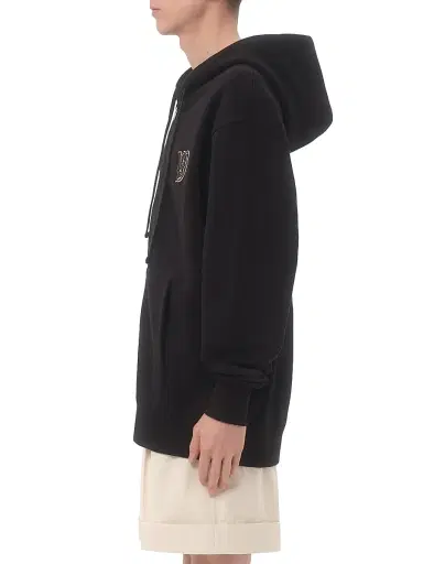 Valentino Garavani Men's Cotton Hooded Sweatshirt with VG Patch - Black | Thumbnail 3 Valentino Garavani Men's Cotton Hooded Sweatshirt with VG Patch - Black | Thumbnail 3