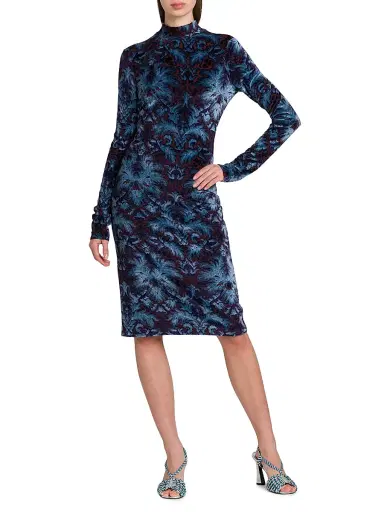 Etro Women's Jacquard Velvet Mock Turtleneck Dress | Thumbnail 2 Etro Women's Jacquard Velvet Mock Turtleneck Dress | Thumbnail 2