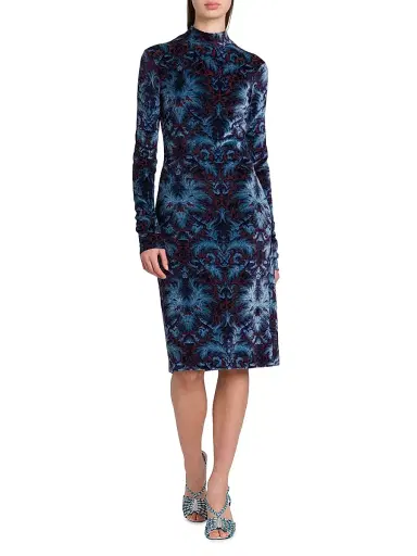 Etro Women's Jacquard Velvet Mock Turtleneck Dress | Thumbnail 3 Etro Women's Jacquard Velvet Mock Turtleneck Dress | Thumbnail 3