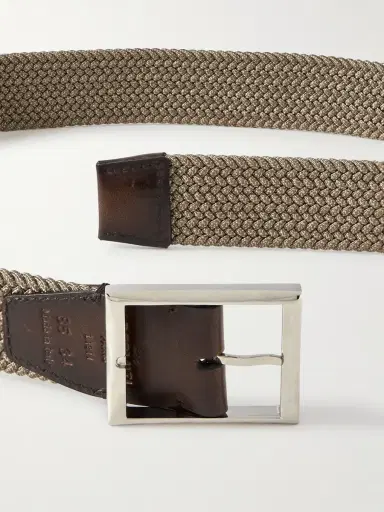 Berluti 3.5cm Leather-Trimmed Woven Elastic Belt - Men | Thumbnail 3 Berluti 3.5cm Leather-Trimmed Woven Elastic Belt - Men | Thumbnail 3