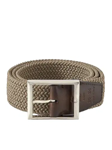 Berluti 3.5cm Leather-Trimmed Woven Elastic Belt - Men | Thumbnail 1 Berluti 3.5cm Leather-Trimmed Woven Elastic Belt - Men | Thumbnail 1