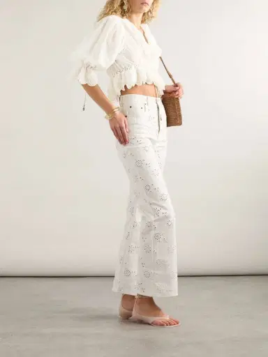Chloé Cropped Ruffled Broderie Anglaise Cotton-voile Blouse | Thumbnail 2 Chloé Cropped Ruffled Broderie Anglaise Cotton-voile Blouse | Thumbnail 2