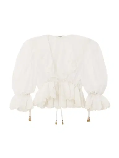 Chloé Cropped Ruffled Broderie Anglaise Cotton-voile Blouse | Thumbnail 1 Chloé Cropped Ruffled Broderie Anglaise Cotton-voile Blouse | Thumbnail 1
