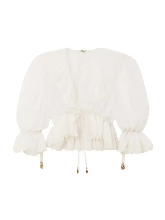 Chloé Cropped Ruffled Broderie Anglaise Cotton-voile Blouse