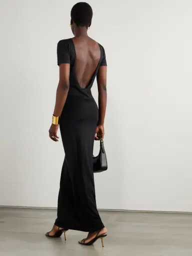 Saint Laurent Open-back Wool Maxi Dress | Thumbnail 2 Saint Laurent Open-back Wool Maxi Dress | Thumbnail 2