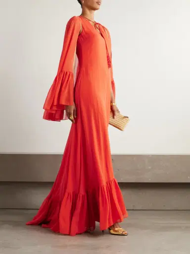 Valentino Garavani Cape-effect Ruffled Silk-georgette Gown | Thumbnail 2 Valentino Garavani Cape-effect Ruffled Silk-georgette Gown | Thumbnail 2