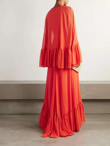 Valentino Garavani Cape-effect Ruffled Silk-georgette Gown | Thumbnail 3 Valentino Garavani Cape-effect Ruffled Silk-georgette Gown | Thumbnail 3