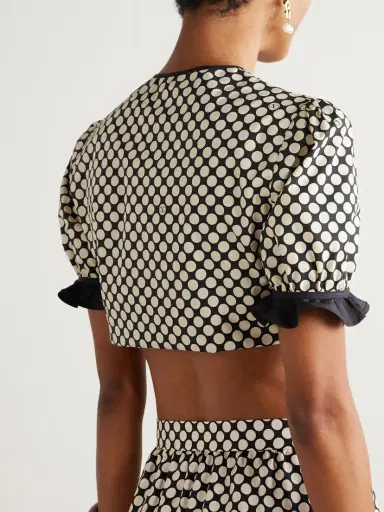 Valentino Garavani Cropped Ruffled Polka-dot Cotton-poplin Top | Thumbnail 3 Valentino Garavani Cropped Ruffled Polka-dot Cotton-poplin Top | Thumbnail 3