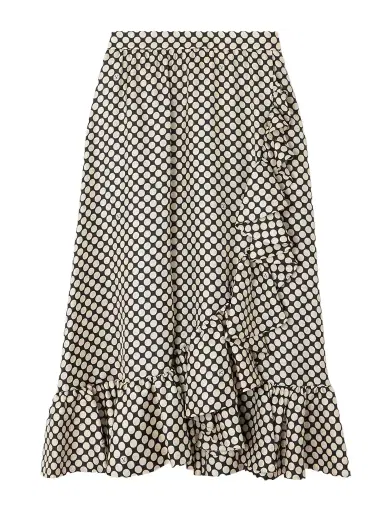 Valentino Garavani Ruffled Wrap-effect Polka-dot Silk-twill Midi Skirt | Thumbnail 1 Valentino Garavani Ruffled Wrap-effect Polka-dot Silk-twill Midi Skirt | Thumbnail 1