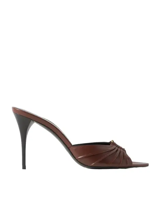 Saint Laurent Babylone Embellished Pleated Leather Mules