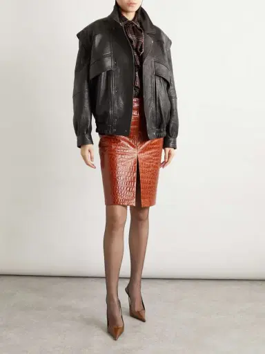 Saint Laurent Croc-effect Leather Skirt | Thumbnail 2 Saint Laurent Croc-effect Leather Skirt | Thumbnail 2